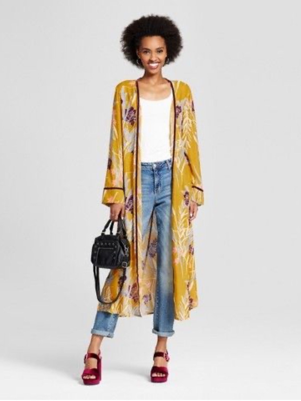 Xhilaration Boho Floral Kimono Duster Sz S